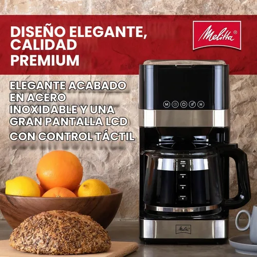 Vista 6 de Melitta Aroma Tocco - Cafetera de goteo de vidrio de 10 tazas, automática y programable, capacidad de 96 onzas con 5 filtros de café, color negro