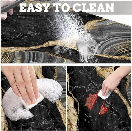 Vista 4 de MCALK Tapete de secado de platos negro mármol para encimera de cocina, almohadilla de secado de platos dorada con base de goma antideslizante