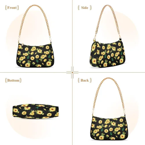 Vista 4 de Bolso de hombro con cadena pequeña para mujer, bolso de mano con cremallera