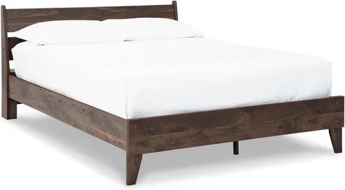 Vista 11 de Signature Design by Ashley Socalle - Cama plataforma matrimonial, color negro, minimalista sin cabecero, madera de ingeniería