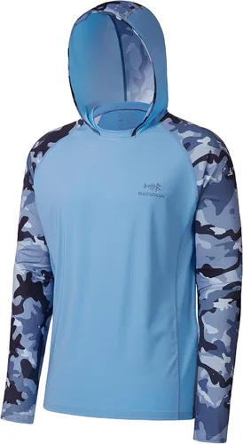 Vista 21 de BASSDASH Camisa de pesca de rendimiento UPF 50 para hombre, sudadera con capucha de camuflaje de manga larga FS17M