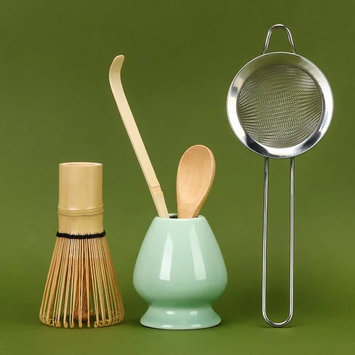 Vista 12 de Juego de batidor de matcha, batidor de matcha de bambú (Chasen), cuchara tradicional (chashaku), tamiz de acero inoxidable,Herramientas de té