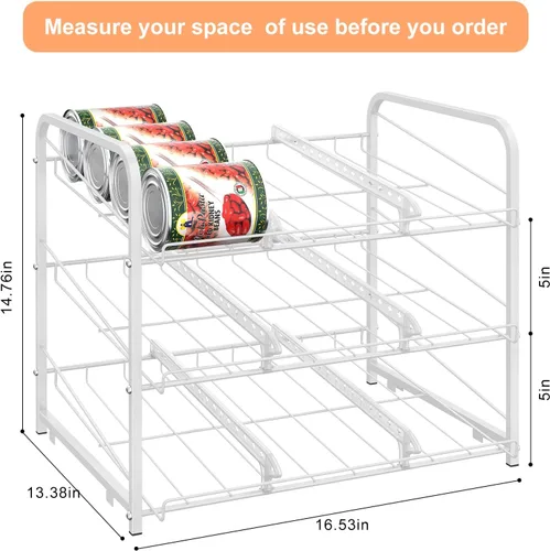 Vista 3 de MOOACE Organizador apilable para latas, paquete de 2, dispensador de almacenamiento de latas para 72 latas, organizador de latas para armario