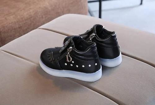 Vista 3 de Zapatos deportivos para niños y niñas de 1 a 6 años con luz LED de cristal y lazo luminoso, cálido para invierno