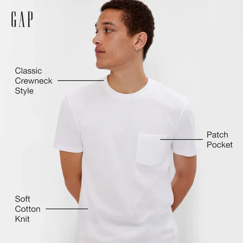 Vista 2 de GAP Paquete de 3 camisetas con bolsillo para hombre