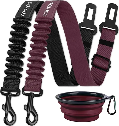 Vista 17 de COOYOO cinturón de seguridad retráctil y ajustable para perro, juego de 3 piezas, cinturón de nailon para vehículo, para que tu mascota esté segura