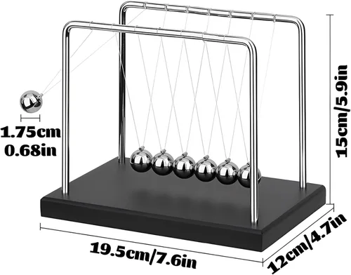 Vista 2 de LANIAKEA Newtons Cradle Balance Balls Newtons Cradle Pendulum con 7 bolas, base de madera negra, bola de equilibrio, oficina, hogar, decoración