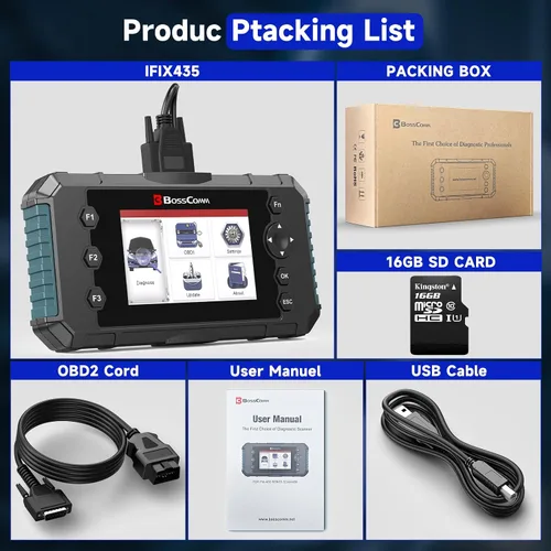 Vista 17 de BOSSCOMM IFIX435 OBD2 2026 escáner y lector de código, herramienta profesional de escáner de automóvil para motor/ABS/SRS/transmisión, VIN