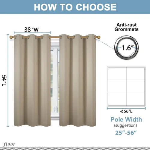 Vista 6 de Diraysid Cortinas opacas beige con ojales para dormitorio, con aislamiento térmico, cortinas de oscurecimiento de habitación, 38 x 54 pulgadas, 2