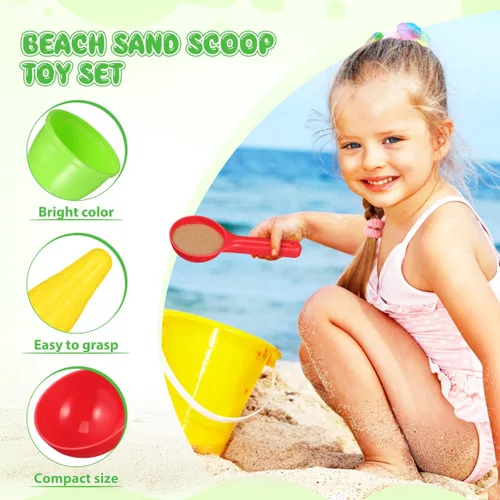Vista 6 de TOYANDONA Juego de moldes de arena para niños, 10 unidades, conos de helado, conos de cuchara, juegos de arena para exteriores, juego de juguetes