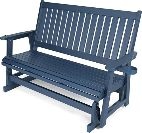 Vista 10 de HIPS Silla de columpio para patio con portavasos, resistente a todo tipo de clima, respaldo alto y asiento profundo contorneado, resistente para 900