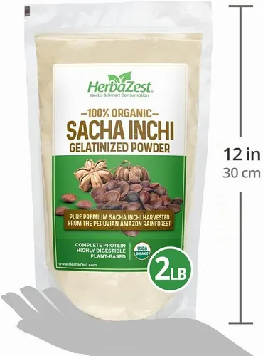 Vista 8 de HerbaZest Organic Sacha Inchi Proteína en Polvo – 2 libras, Vegana, Sin Gluten