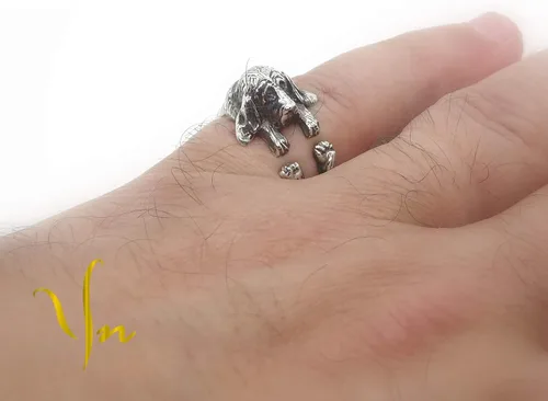Vista 8 de Anillo de plata Basset Hound, anillo de perro de plata esterlina, joyería de Basset Hound, joyería de plata