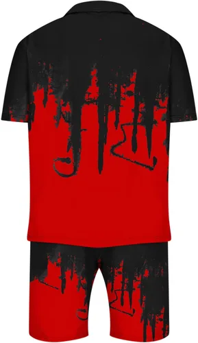 Vista 5 de Conjunto de 2 piezas de verano para hombre, camisa polo con cremallera de 14 y pantalones cortos, conjuntos de camiseta de manga corta y pantalones