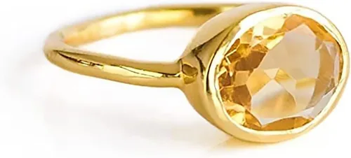 Vista 30 de Oval Birthstone Ring Bezel Set in Vermeil Gold, Sterling Silver, or Rose Gold, Stacking Birthstone Ring [rOMB]