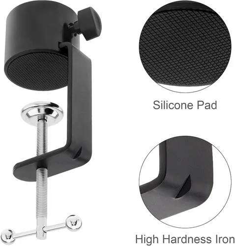 Vista 7 de Soporte de micrófono abrazadera de mesa para micrófono, brazo de tijera, soporte de brazo de tijera, soporte voladizo de agujero de rosca de 1/2