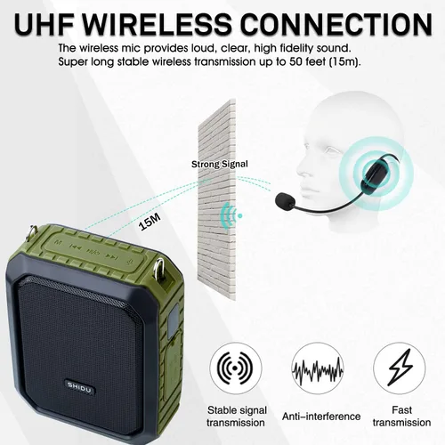 Vista 3 de Amplificador de voz inalámbrico Bluetooth impermeable de 18 W, micrófono portátil con altavoz pequeño micrófono personal para profesores, al aire