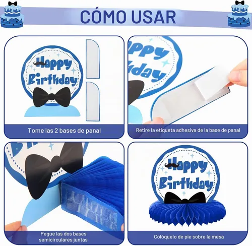 Vista 4 de SATINIOR 10 piezas de centro de mesa de jefe, decoración de cumpleaños para niño jefe, temática de nido de abeja, juego de decoración de fiesta