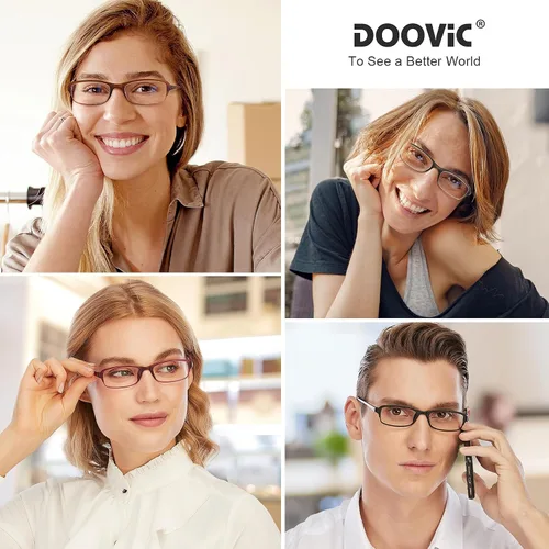 Vista 2 de DOOViC 4 Pack Reading Glasses for Women Men TR90 Ultra Lightweight Sturdy Blue Light Blocking Readers