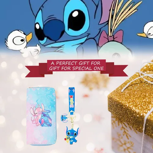 Vista 7 de Cartera de dibujos animados de Stitch con llavero de PVC para tarjetas, bolsa de puntada, bolsa de puntada, bolsa de puntada, bolsa de puntada