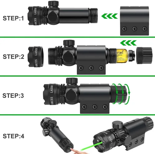 Vista 7 de Kit combinado láser verde y linterna de 1000 lúmenes con montaje en riel - Compatible con Mossberg 500 y Maverick 88 - Construcción de aluminio