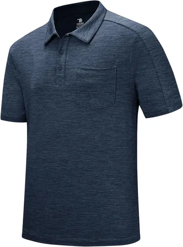Vista 31 de Rdruko Camisas polo para hombre de manga corta, secado rápido, para golf y deportes al aire libre con bolsillo 01 Negro