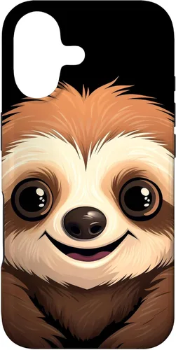 Vista 32 de Carcasa para iPhone 16 con cara de perezoso perezoso