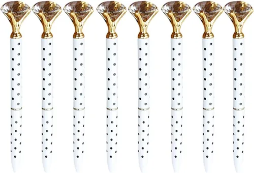 Vista 21 de Goclothod 8 unids bolígrafo Big Diamond Crystal Metal bolígrafos tinta negra bolígrafo champán