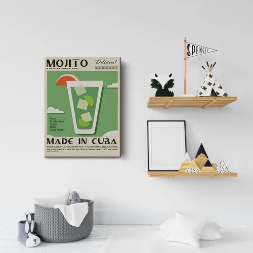 Vista 5 de Divertida impresión en lienzo de cóctel Mojito Art Wall Painting Posters de 12 x 15 pulgadas, decoración moderna para el hogar, cocina, bar