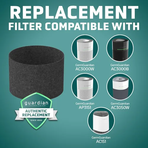 Vista 2 de GermGuardian Repuesto de filtro de carbono genuino FLT15CB4 para purificador de aire AirSafe Series y AC151, paquete de 4