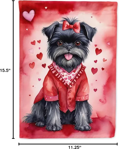 Vista 6 de Caroline's Treasures DAC5252GF Affenpinscher - Bandera de jardín con texto en inglés "My Valentine", bandera decorativa para patio exterior, patio