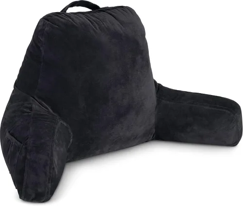 Vista 33 de Almohada Husband Mediana Negra, Respaldo para Niños, Adolescentes, Adultos Pequeños – Almohada de Lectura con Brazos, Altura Ajustable, Espuma