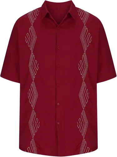 Vista 4 de Camisas de guayabera cubana para hombre, estilo casual, con botones, para vacaciones, camisa hawaiana, manga corta, cuello de solapa, tops de playa