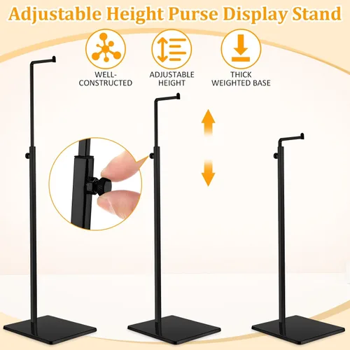 Vista 3 de Maitys Paquete de 4 soportes de exhibición para bolsos, soporte de exhibición de bolso de altura ajustable, soporte de metal para bolsa de mano