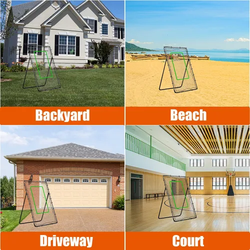 Vista 6 de 4x7ft Adjustable Volleyball Rebounder with Volleyball and Bag for Practice Complete Set 5 Adjustable Angles Large Practice Area Multi