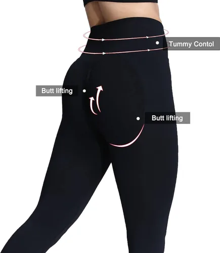 Vista 3 de Aoxjox Leggings sin costuras para mujer, con levantamiento de glúteos, cintura alta, pantalones de yoga para entrenamiento