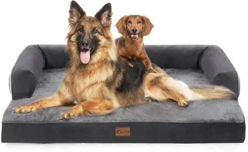 Vista 30 de Cama ortopédica para perros extragrandes, cama de espuma XL con forma de caja de huevos impermeable con lados 45x35 pulgadas, cama de sofá