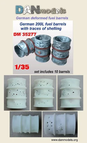 Vista 2 de Dan Models 35277-1/35 Barriles de combustible alemanes 200L con rastros de bombardeo