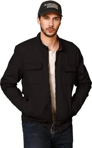 Vista 4 de WenVen Chaqueta militar de algodón de primavera para hombre, abrigo de campo de lona ligera casual