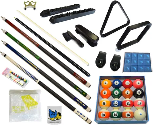 Vista 6 de Mesa de billar – Kit de accesorios de 32 piezas de billar – Palos de billar de billar – Juegos de bolas de puente