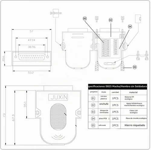 Vista 8 de Paquete de 2 adaptadores serie de conectores DB25 sin necesidad de soldadura D-SUB Adaptador RS232 hembra de 25 pines a conector terminal Módulo