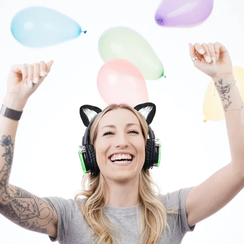 Vista 3 de RUKUHOT Bonito accesorio para auriculares con orejas de gato, diseño ajustable para auriculares Logitech G PRO HypreX Cloud/Cloud Flight y más