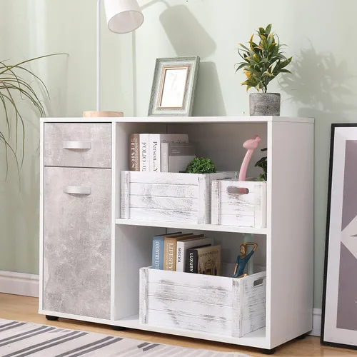 Vista 12 de Cajas modernas de madera blanca para almacenamiento, cajas decorativas rústicas, juego de 3 cajas de almacenamiento de madera extra grandes