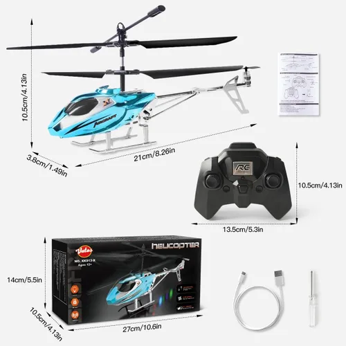 Vista 7 de VATOS Helicóptero RC para niños, helicóptero de control remoto de 2.4G con luz LED para niños de 12 años en adelante, altura fija, despegue con una