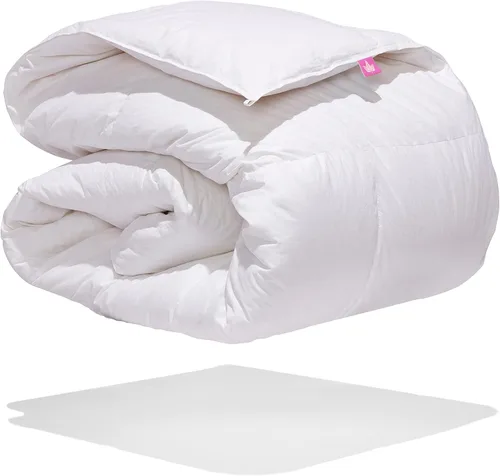 Vista 3 de Canadian Down & Feather Co. - Edredón de plumón blanco para todas las estaciones, tamaño Queen, 260 hilos, carcasa 100% algodón, relleno en Canadá
