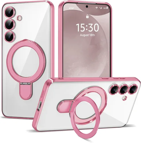 Vista 12 de Funda compatible con Samsung Galaxy S24 Plus con soporte de anillo magnético [compatible con Mag-Safe] protector de lente de cámara chapado Dorado