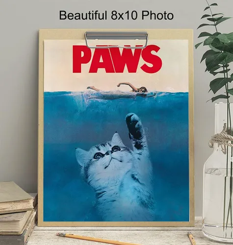 Vista 4 de Arte y decoración de pared de gatos, regalos divertidos para amantes de los gatos para mujeres, bonito póster de gatito de 8 x 10 pulgadas