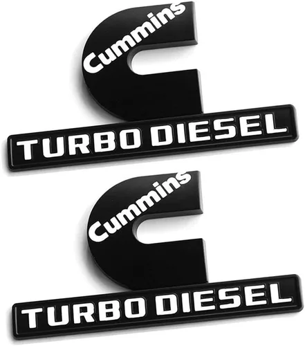 Vista 6 de 2pcs Cummins Turbo Emblemas 3D Logo para Ram 2500 3500 Placa de identificación Emblema Mopar (negro)