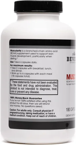 Vista 3 de Beverly International Muscularidad, Fórmula BCAA Especial, 180 Cápsulas