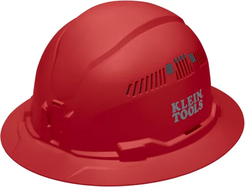 Vista 12 de Klein Tools Hard Hat, Vented, Full Brim Style, Padded, Self-Wicking Odor-Resistant Sweatband, Black